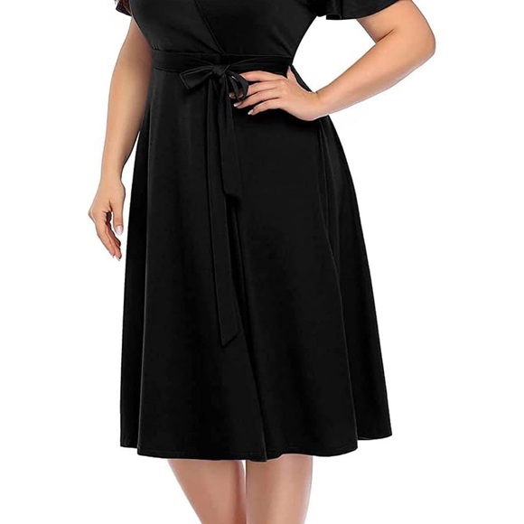 NWT women’s Pinup fashion Wrap V Neck Midi dress SZ Medium - Picture 3 of 10